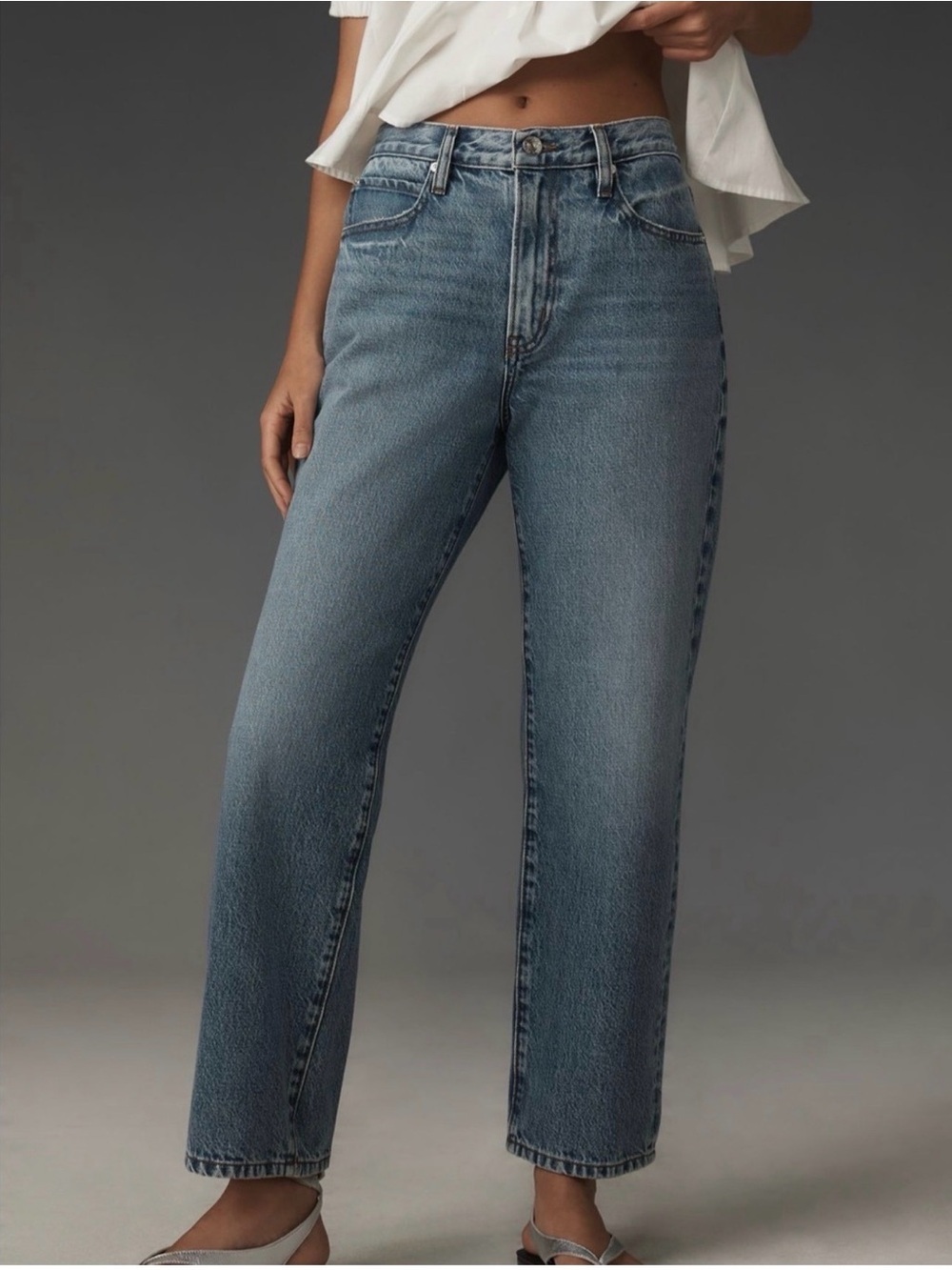 FRAME The Hang Jeans Cotton Homer Wash Mid Rise Denim Crop Straight Women’s 31
